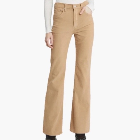 Edwin Ryder Camel Beige Corduroy Flare Pants Womens Size 24 High Rise Preppy NWT - Picture 1 of 16
